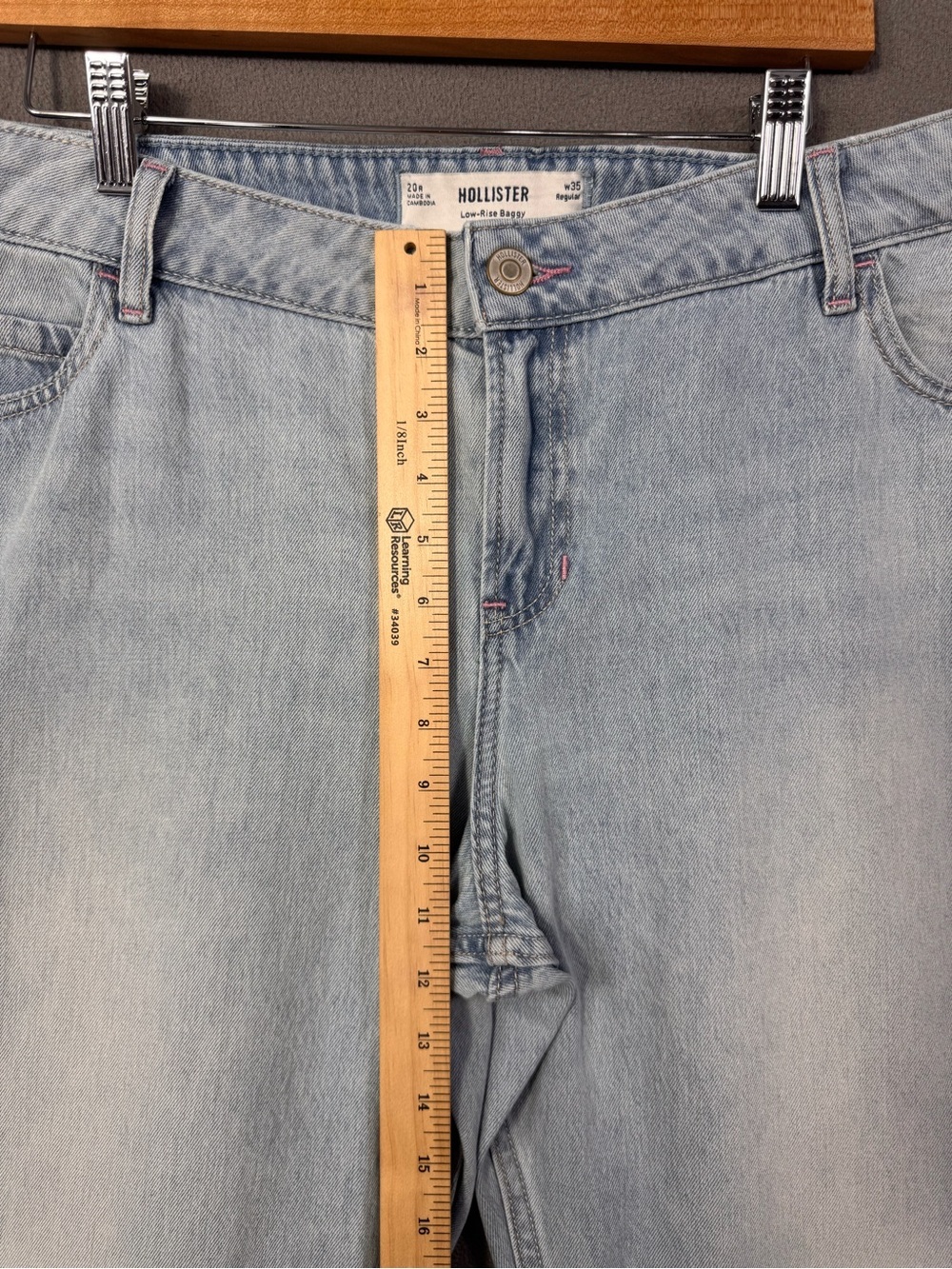 Hollister Low Rise Baggy Light Blue Wash Wide Leg Denim Jeans, Plus Size 20 - Picture 13 of 16